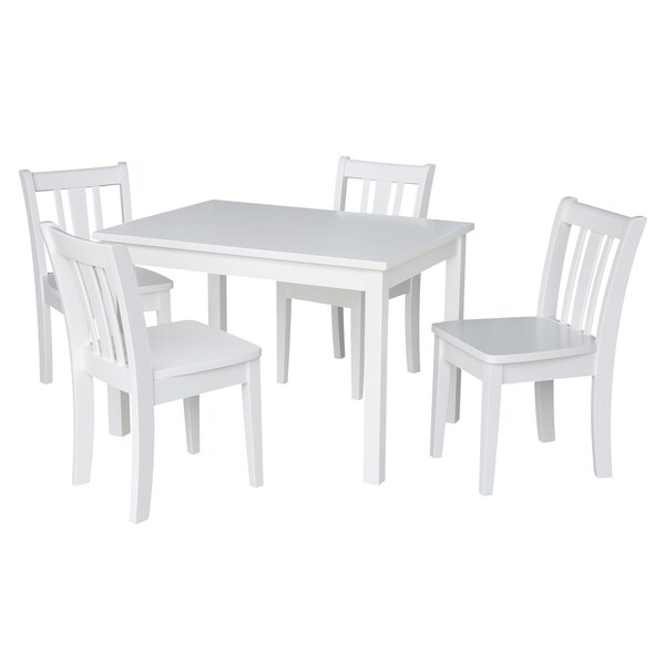 International Concepts Rectangle Table with 4 San Remo Juvenile Chairs, 24 in W, 33.1 in L, 22.2 in H, Wood, White K08-2532-CC105-4 - main